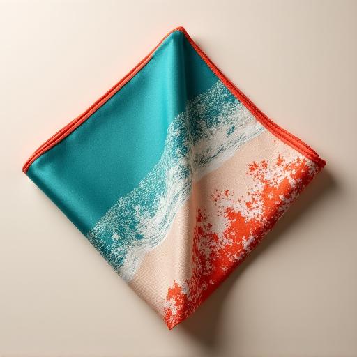 Pochette da taschino con stampa corallo e onde