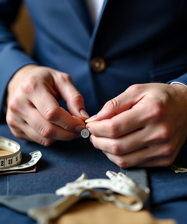 Sarto al lavoro su dettagli nautici in atelier